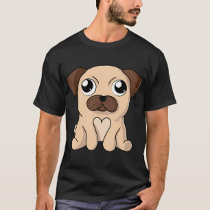 Camiseta Perro Pug Lindo Kawaii - Arte Digital