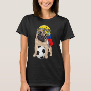 Camiseta Perro Pug Lindo Retro Bandera de Ecuador Orgullo