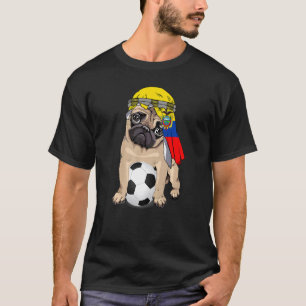 Camiseta Perro Pug Lindo Retro Bandera de Ecuador Orgullo