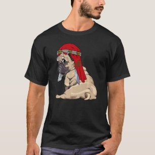 Camiseta Perro Pug Lindo Retro Bandera de Marruecos Orgullo
