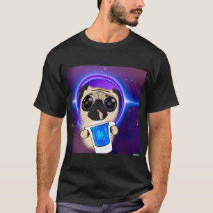 Camiseta Perro Pug Mágico Bebiendo Café