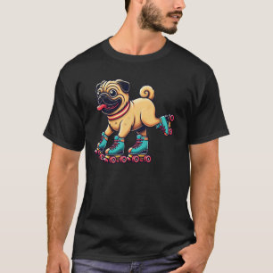 Camiseta Perro Pug Patines De Ruedas Patinaje