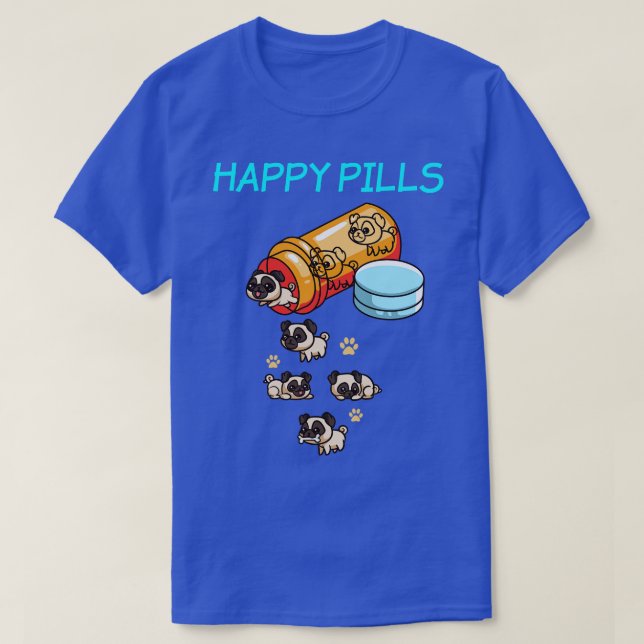 Camiseta Perro Pug Perros Felices Pastillas (Diseño del anverso)