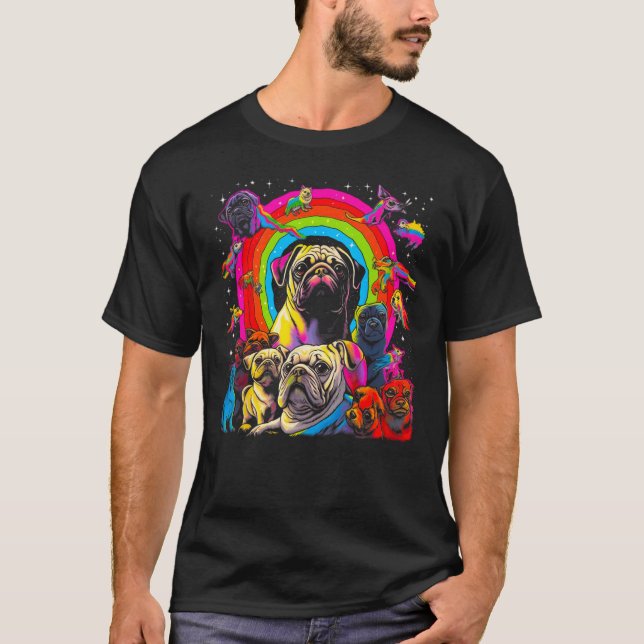 Camiseta Perro Pug Pop Abstracto (Anverso)