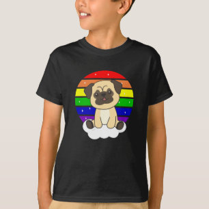 Camiseta Perro Pug Purpurina arcoiris Kawaii Perro colorido