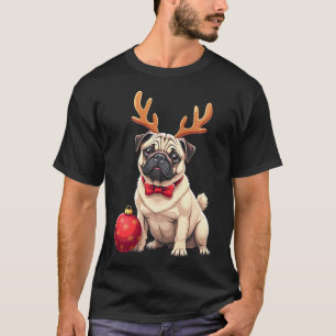 Camiseta Perro pug reno Navidad Perro amante Familia gracio