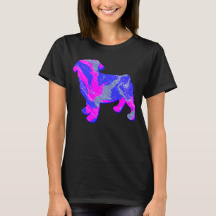 Camiseta Perro Pug Silueta rosa y azul