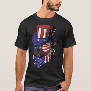 Camiseta perro pug sombrero del tío sam, perro sombrero del