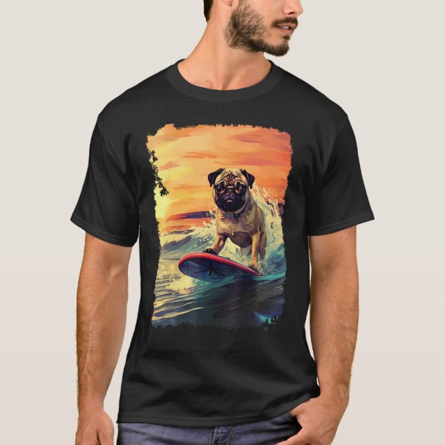 Camiseta Perro Pug Tabla de Remo (Anverso)