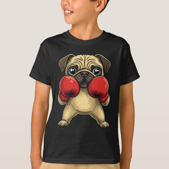 Camiseta Perro Pug Vestido Como Boxer Gracioso (Anverso)