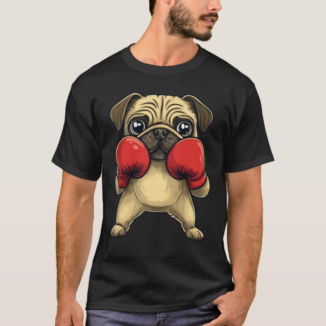 Camiseta Perro Pug Vestido Como Boxer Gracioso (Anverso)