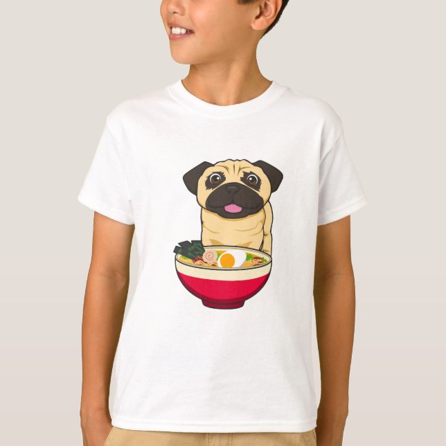 Camiseta Perro Pug y Ramen (Anverso)