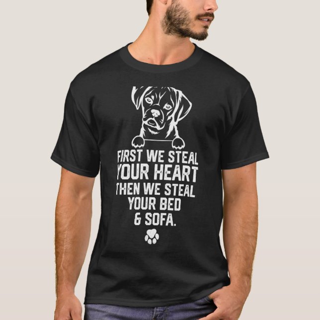 Camiseta Perro Puggle Roba Tu Corazón Roba Tu sofá cama (Anverso)