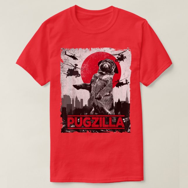 Camiseta Perro Pugzilla Pug Funny (Diseño del anverso)