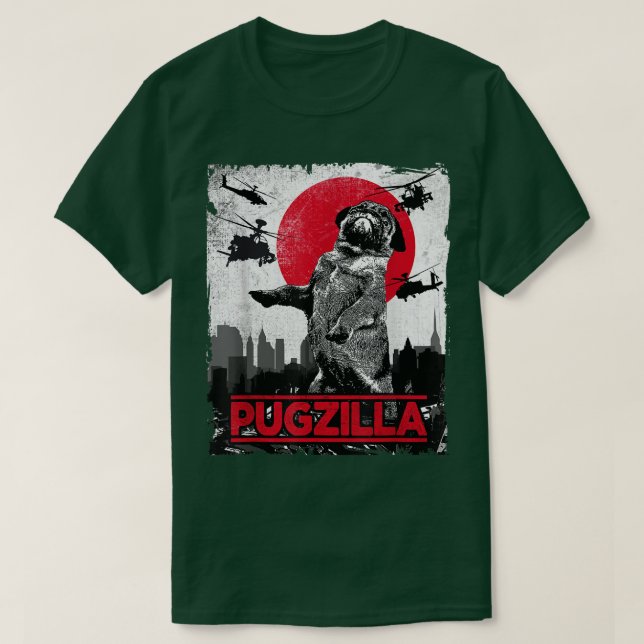 Camiseta Perro Pugzilla Pug Funny (Diseño del anverso)