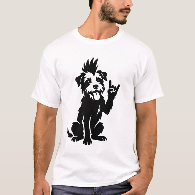 Camiseta perro punk negro blanco (Anverso)