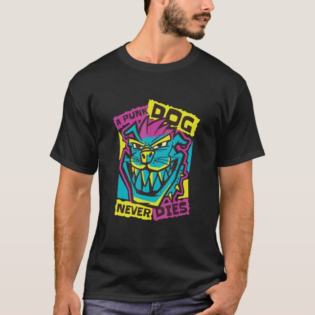 Camiseta Perro punk nunca muere Punks musicales de perros d (Anverso)