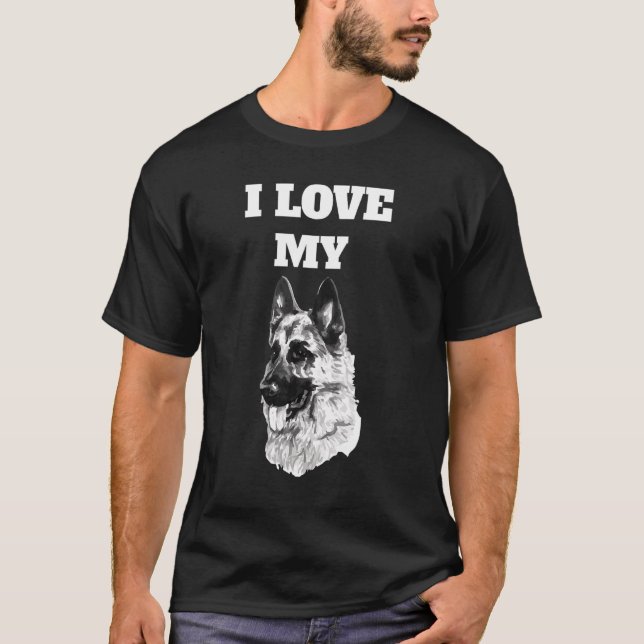 Camiseta Perro que amo a mi pastor alemán (Anverso)