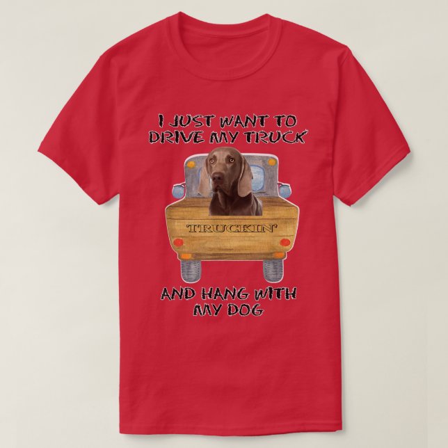 Camiseta Perro que conduce en camión Weimaraner (Diseño del anverso)