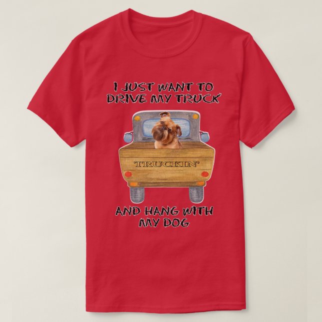 Camiseta Perro que conduce un camión Griffon de Bruselas (Diseño del anverso)