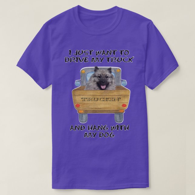 Camiseta Perro que conduce un camión Keeshonden (Diseño del anverso)