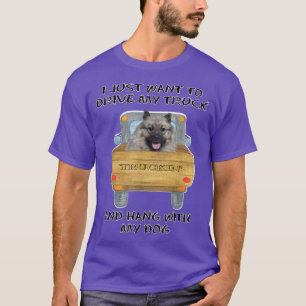 Camiseta Perro que conduce un camión Keeshonden