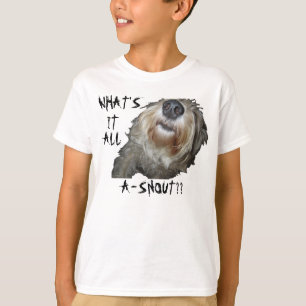 Camiseta Perro "¿QUÉ ES TODO A-SNOUT?" Kids Basic Tee