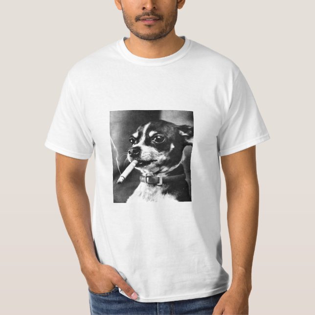 Camiseta Perro que fuma minúsculo (Anverso)