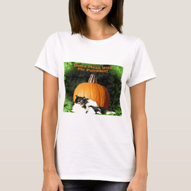 Camiseta Perro que protege la calabaza grande (Anverso)