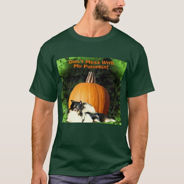 Camiseta Perro que protege la calabaza grande (Anverso)