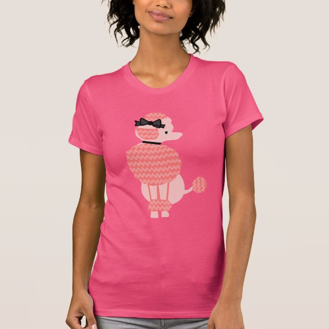 Camiseta Perro que se sienta rosado retro 50s de la falda (Anverso)
