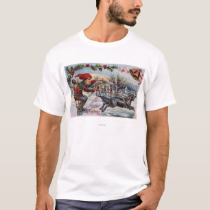 Camiseta Perro que tira del niño en patines de hielo