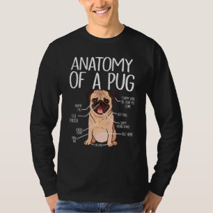 Camiseta Perro Raza Animal Mascota Perro Cute Pug Anatomía 