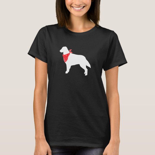 Camiseta Perro recuperador de capa plana con bandana roja (Anverso)