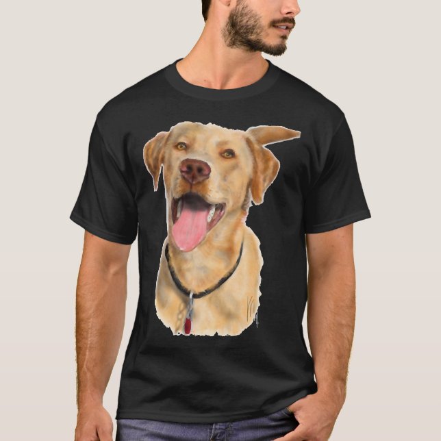 Camiseta Perro recuperador de labrador amarillo feliz (Anverso)