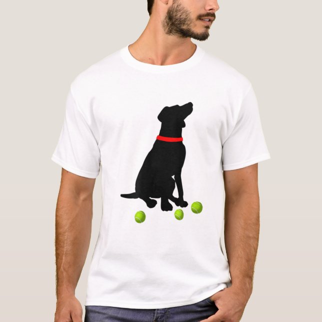 Camiseta Perro recuperador de labrador con bola de tenis am (Anverso)