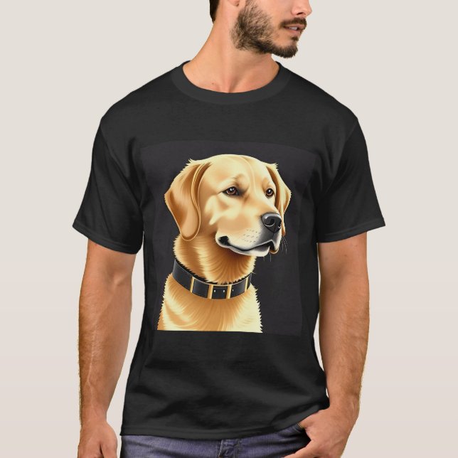 Camiseta Perro recuperador de oro con collar de cuero (Anverso)