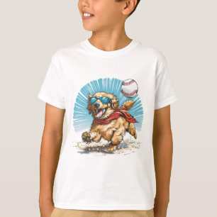 Camiseta Perro recuperador de oro jugando al béisbol
