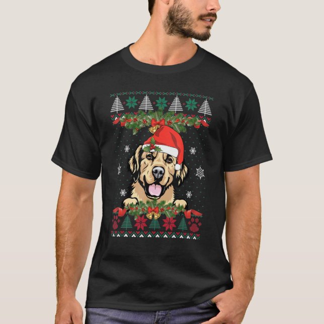 Camiseta Perro recuperador de oro Navidad Santa Graciosa (Anverso)