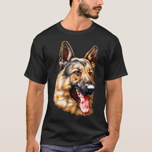 Camiseta Perro retrato de pastor alemán (Anverso)