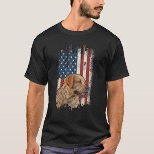 Camiseta Perro Retriever Dorado Angustiado Bandera American