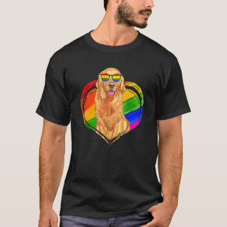 Camiseta Perro Retriever Dorado Corazón Arcoíris Mascota Or