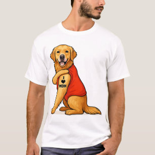 Camiseta Perro retriever dorado divertido Amo a mamá tatuaj