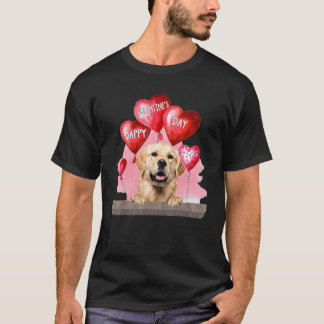 Camiseta Perro Retriever Dorado Feliz Día de San Valentín M