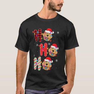 Camiseta Perro Retriever Dorado Ho Ho Ho Santa Navidad Luz