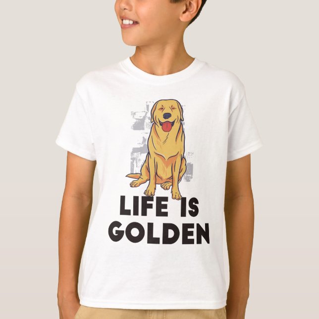 Camiseta Perro Retriever Dorado - La Vida Es Dorada (Anverso)