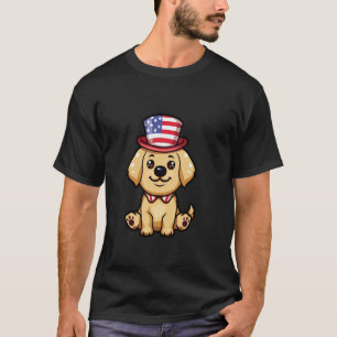Camiseta Perro Retriever Dorado Lindo Bandera De EE. UU. 4 