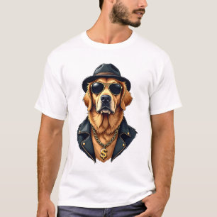 Camiseta Perro Retriever Dorado Vintage Genial con Gafas de