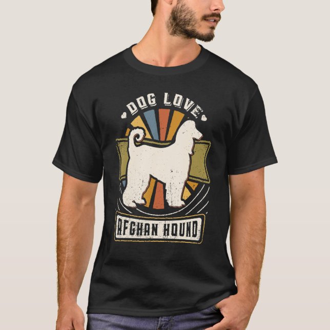 Camiseta Perro retro clásico de la cosecha de hound afgana (Anverso)