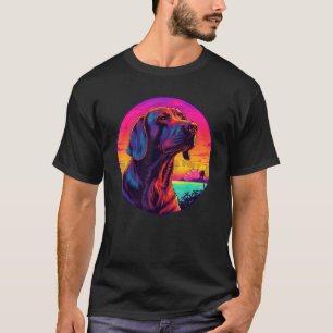 Camiseta Perro retro de hueso rojizo